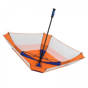 Квадратен голф чадор со дизајн отпорен на вентилација
