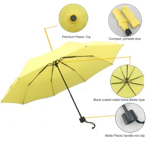 Mukautettu Super Mini sininen halpa kolmen 3 taitettavan taskun käsin sateenvarjo