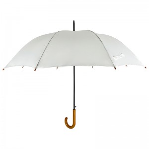 J Ravni dežnik za golf z lesenim ročajem in logotipom