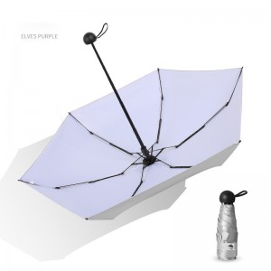 ထီးစက်ရုံမှ လက်ကားမီနီ ဆေးတောင့်ထီး ငါးခေါက်နေရောင် ထီးများ ပြင်ပလေတိုက်ကာ နှင့် Uv အကာအကွယ်