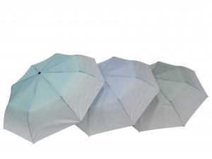 Тройно сгъваем автоматичен чадър с преливащ цвят Дръжка и плат