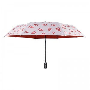 Full printing chinese automactic double layer custom umbrella portable 3 fold umbrella