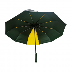 Parapluie compact pliable à trois poignées avec crochet de mise à niveau, noir