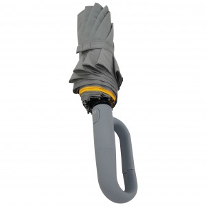 Parapluie compact pliable à trois poignées avec crochet de mise à niveau