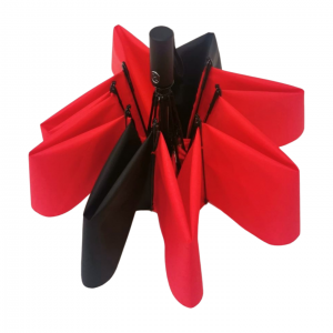 Upgrade fiberglass three folding inverted umbrella