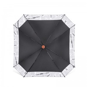 Tani spersonalizowany męski kwadratowy parasol golfowy, wiatroszczelny, czarny, prosty parasol golfowy z drewnianą rączką