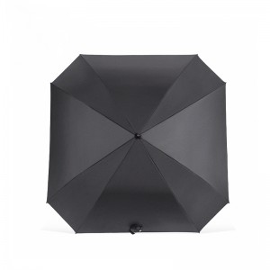 مظلة غولف مربعة للرجال رخيصة الثمن مقاومة للرياح ومظلة غولف مستقيمة سوداء بمقبض خشبي