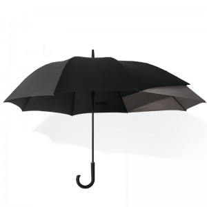 27”*8K არარეგულარული დიზაინის შავი ფუფუნების ავტომატური ღია ქარგაუმტარი ქოლგა მორგებული ქოლგა ლოგოს ბეჭდვით