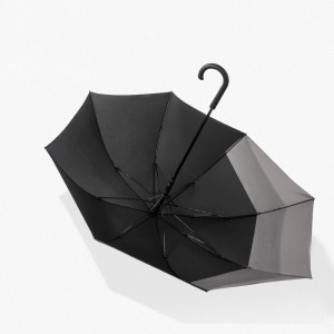 27”*8K szabálytalan kialakítású fekete luxus, automatikusan nyitható szélálló esernyő egyedi esernyő logónyomtatással