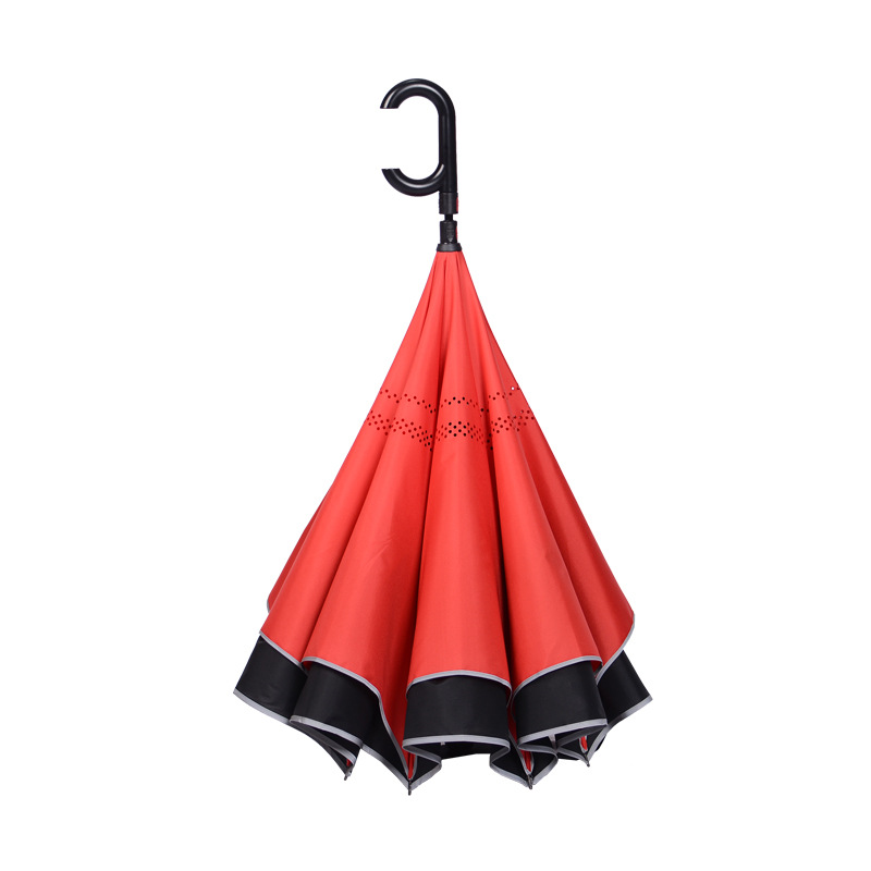 Hot Sale for Cheap Golf Umbrella - Inside full print double layer manual open reverse inverted C handle umbrella for car  – Hoda