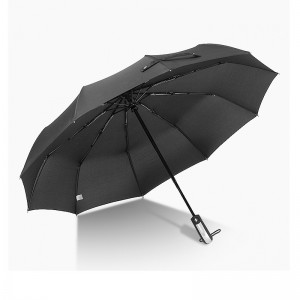 שלוש מטריה מתקפלת חזקה 10 צלעות עם לוגו מותאם אישית