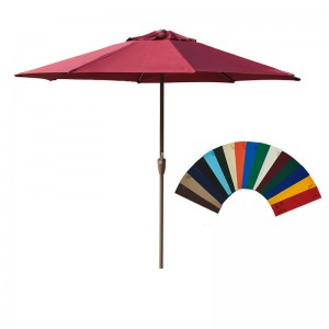 9 lábos Patio Hand Crank System Egyedi logó nyomtatás Kerti esernyő kültéri napernyő esernyő kültéri terasz esernyők kültéri