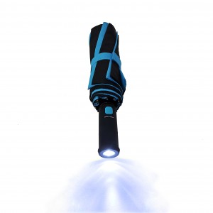 Tri folding automatic umbrella with LED torch