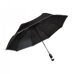 Paraguas plegable con tres linternas LED y ribete reflectante