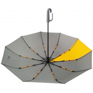 Upgrade Hook Handle Three Folding Compact Umbrella