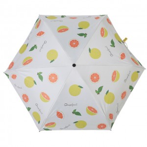 Manual Open Five fold mini fruit pattern capsule fruit umbrella with black coated uv protection layer