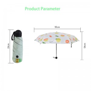 Петкратен мини чадор со црна обложена UV заштита