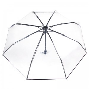 Transparenter 3-fach faltbarer Regenschirm