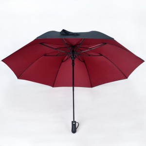 مظلة قابلة للطي ذات طبقة مزدوجة كبيرة الحجم تفتح تلقائيًا مع إطار من الألياف الزجاجية لشخصين