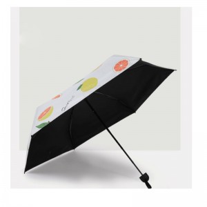 Five fold mini umbrella with black coated uv protection