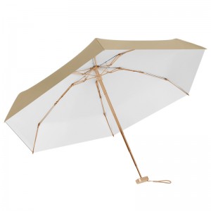Lille 5-folds paraply, der beskytter mod sol og regn