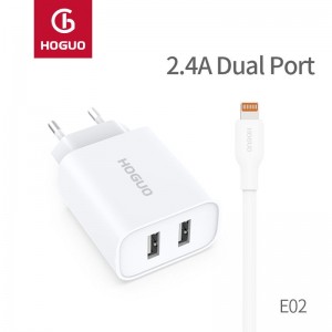 EU Plug E02-i 2.4A dual USB charger lightning suit-Classic series