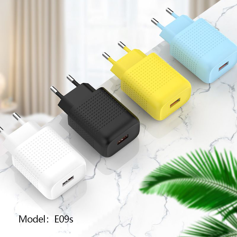 EU Plug E09s QC3.0 18W fast charger-Honeycomb series (White,Black,Yellow,Blue)