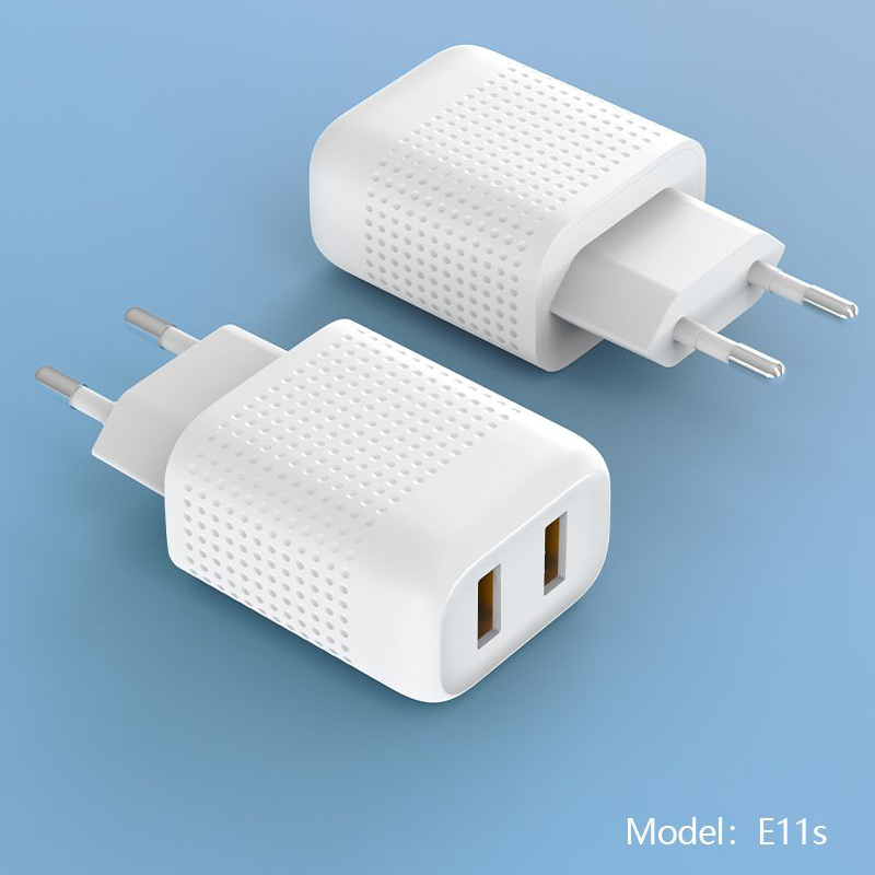 EU Plug E11s-T 2.4A dual USB charger Type-C suit-Honeycomb series (White,Black,Yellow,Blue)