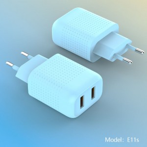EU Plug E11s-T 2.4A dual USB charger Type-C suit-Honeycomb series (White,Black,Yellow,Blue)