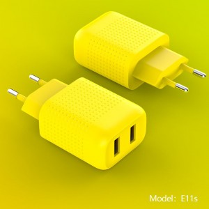 EU Plug E11s 2.4A dual USB charger-Honeycomb series (White,Black,Yellow,Blue)
