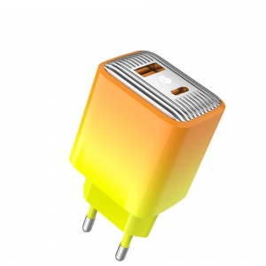 EU Plug E22 45W USB A+USB-C Fast Charging Folding feet C-Lighting suit (Orange yellow gradient/Black white gradient）