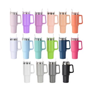 18/8 STAINLESS STEEL VACUUM INSULATED TRAVEL MUG WITH HANDLE 40oz