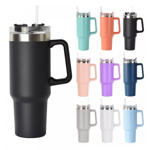 18/8 STAINLESS STEEL VACUUM INSULATED TRAVEL MUG WITH HANDLE 40oz