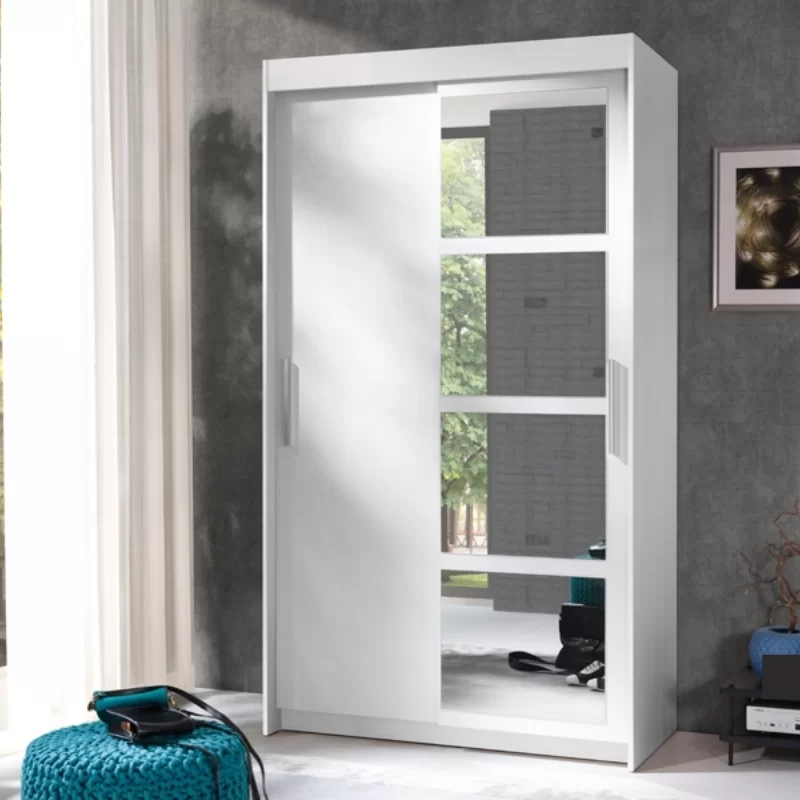 China Factory Sale Modern white Wooden Home Furniture Bedroom Sliding Door Wardrobe Featured Image