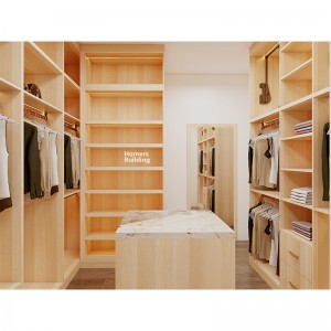 Master Bedroom Open Closet In Modern Light Wood...