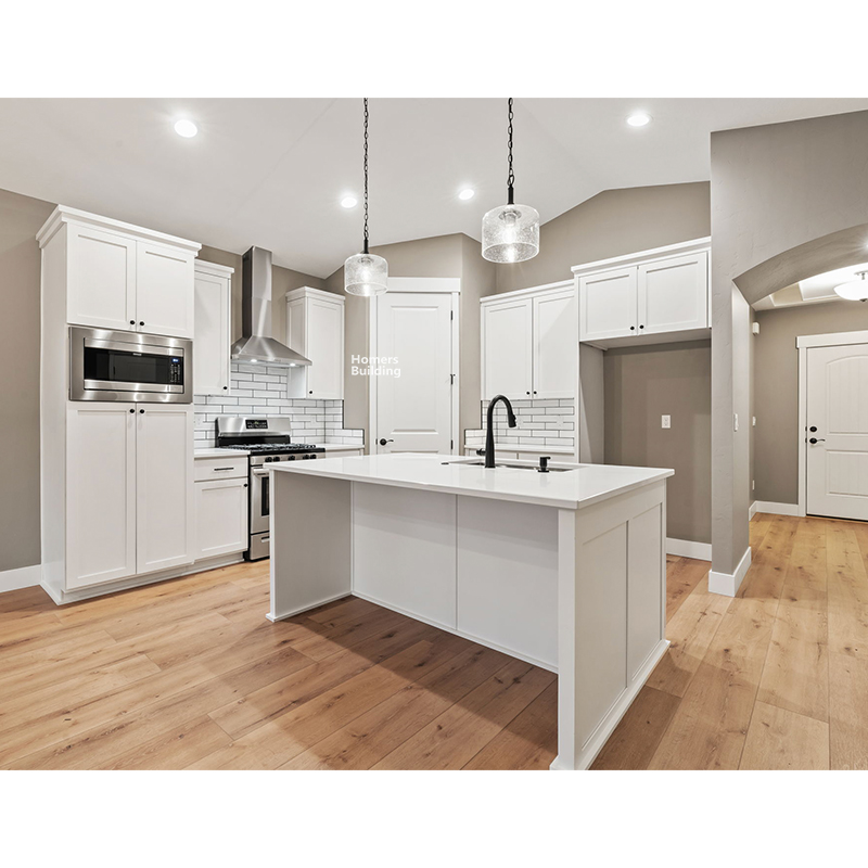 Solid Wood White Shaker Design Kitchen Cabinets With Under Mounted Stainless Steel Kitchen Sinks