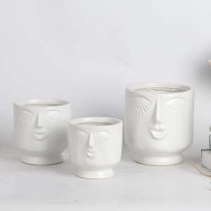 OEM/ODM China Plastic Nursery Pots - Face shape ceramic flower pot, head shape ceramic flower planter – Homes