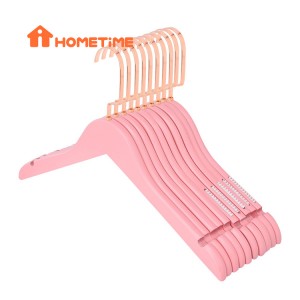 Wholesale Baby Hangers Manufacturers –  Pink Hanger Factory Lotus Wooden Clothes Hangers With Rose Gold Metal Hook – Lipu