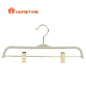 China Wholesale Cord Hangers Factories –  Wholesale Eco Friendly Wheat Straw Bottom Clips Hangers with Gold Hook – Lipu