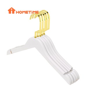 Wholesale Velvet Hangers Suppliers –  China White Hangers Factory White Kids Wooden Clothes Hangers Golden Hook – Lipu
