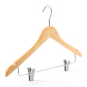 China Shirt Hanger Manufacturers –  Cheap Lotus Wood Hanger Hotel Room Wooden Hanger with Metal Clips – Lipu