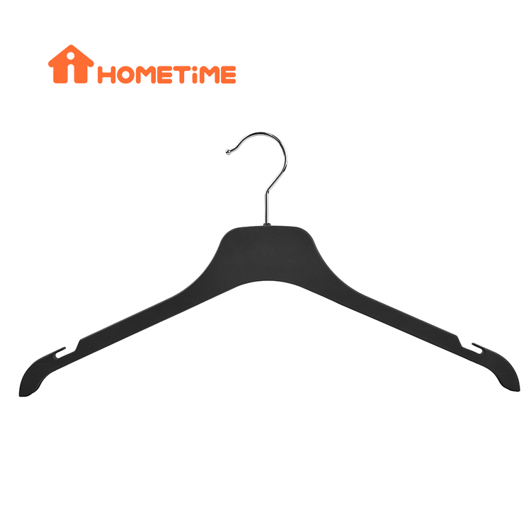 Black Hangers Factory Non Slip Rubber Coating Plastic Garment Hangers