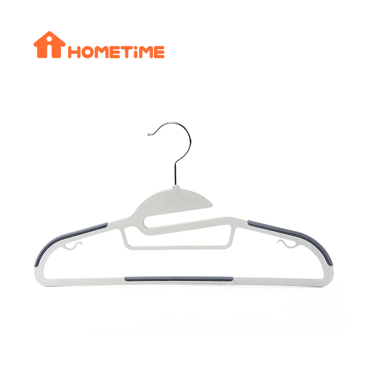 U-Slide Plastic Hangers Slip නොවන රබර් සහිත Ultra Thin Space ඉතිරි කිරීම