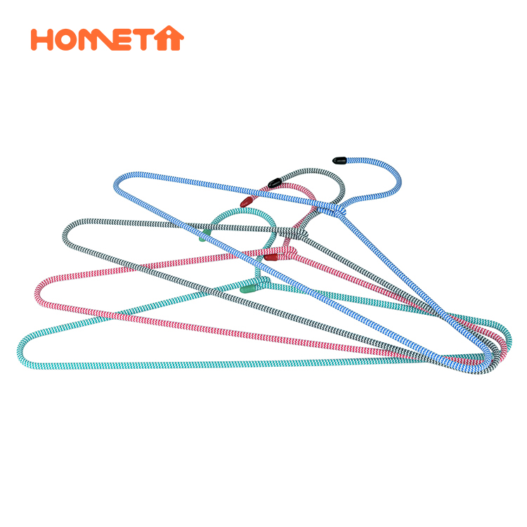 Hometime Factory Non Slip Black Braided Cord Metal Wire Hangers