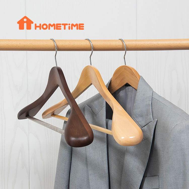 Strong Shoulder Notche Coat Hangers Trouser bar Strong Shoulder Notche Coat Hangers ACCURATE Strong Brown Wooden Made By Natural Wood and Non-Slip Trouser bar 20 