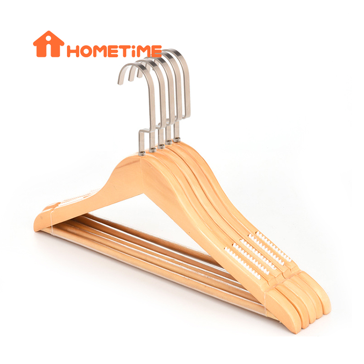 Eco Friendly Nature Color Custom Logo Wooden Store Clothes Hangers