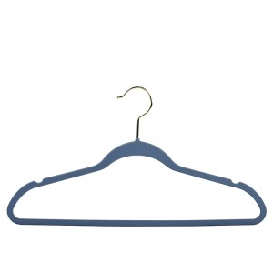 China Cloth Hanger Factories –  Thin hanger factory wholesale space saving plastic hanger with golden hook  – Lipu
