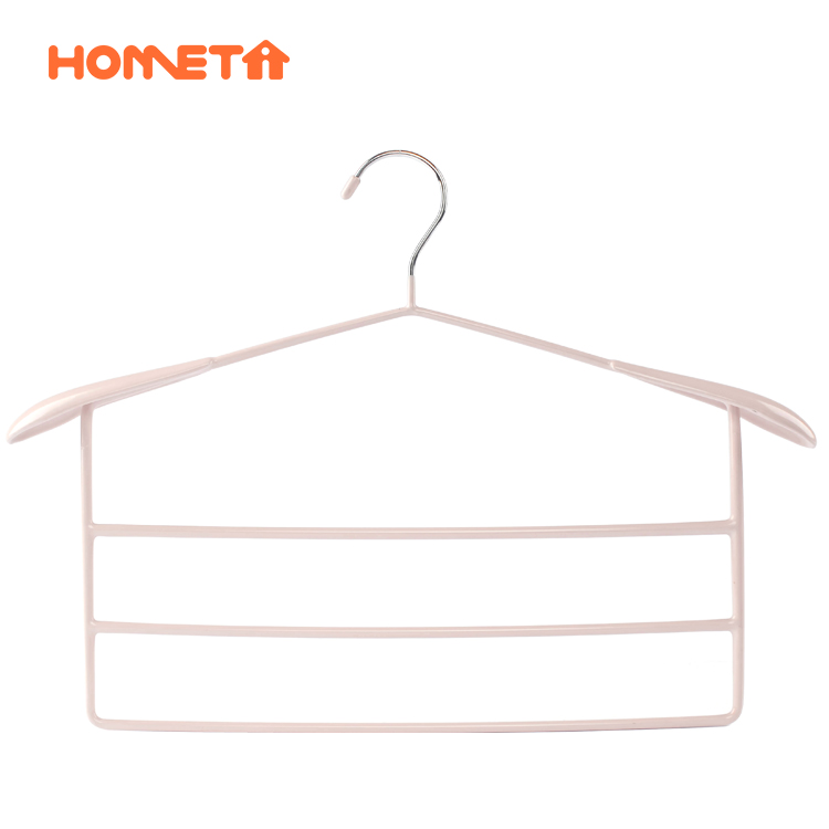 China Pants Hangers Chromhaken Platzsparender Metall-PVC-Kleiderbügel