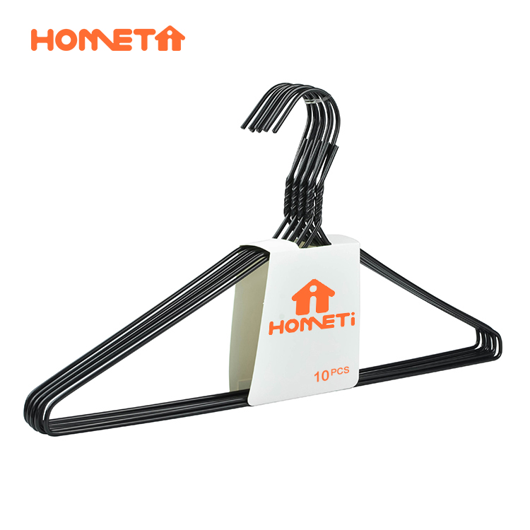 Factory Wholesale Low Price Black Plastic PE Coated Drip Dry Wire Metal Clothes Hangers