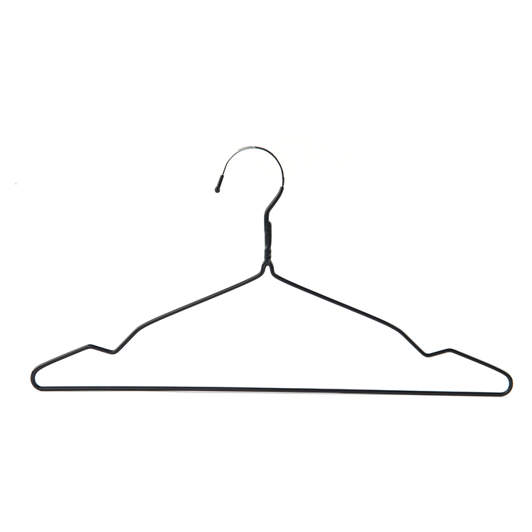 I-PVC Rubber Coating Non Slip Metal Wire Black Clothes Hanger